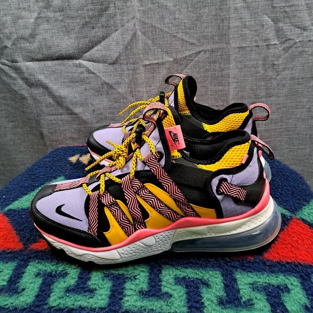 %Size 8.5 Men Nike Air Max 270 Bowfin Black Atomic Violet Amarillo AJ7200-004 A7
